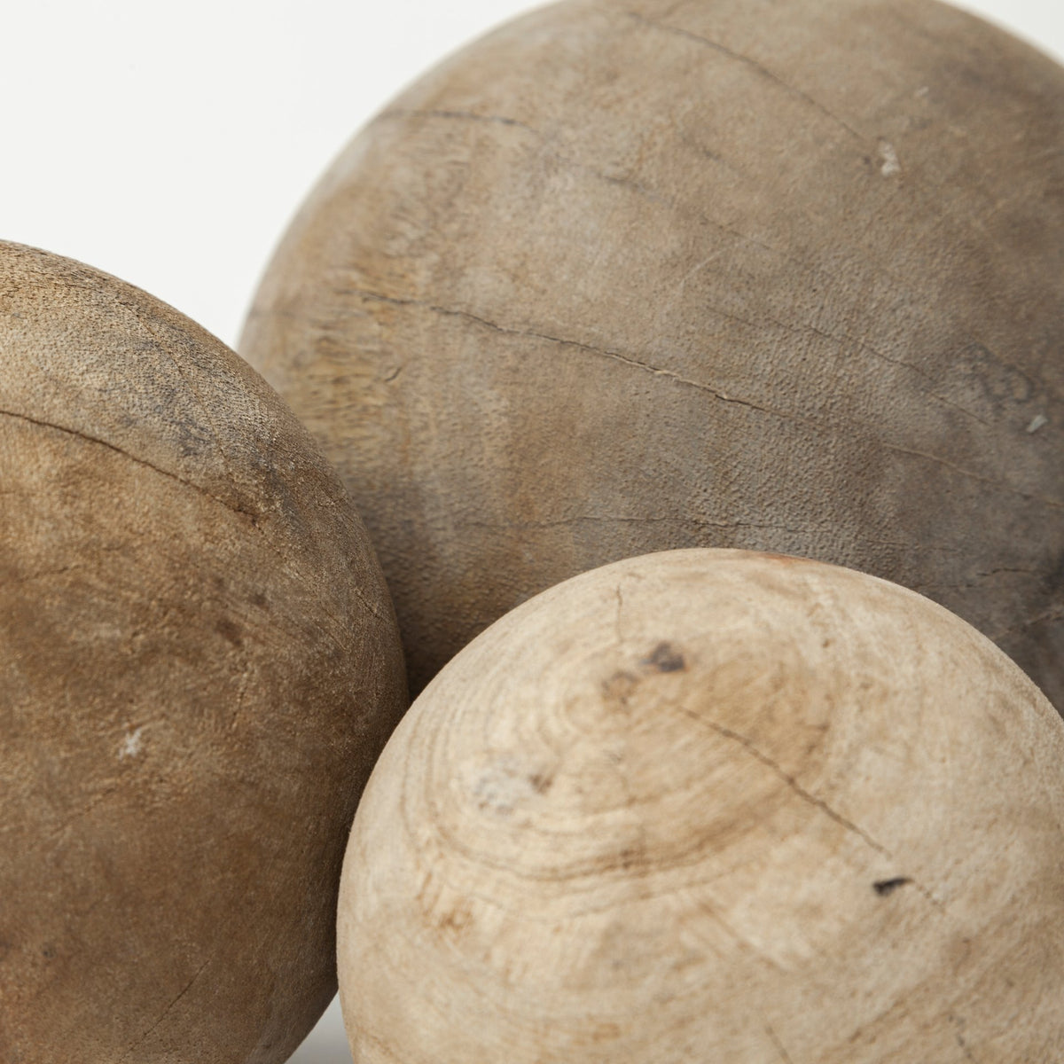 Carrick Natural Wood Decorative Spheres - Set of 3-Objects-DECOROLALA