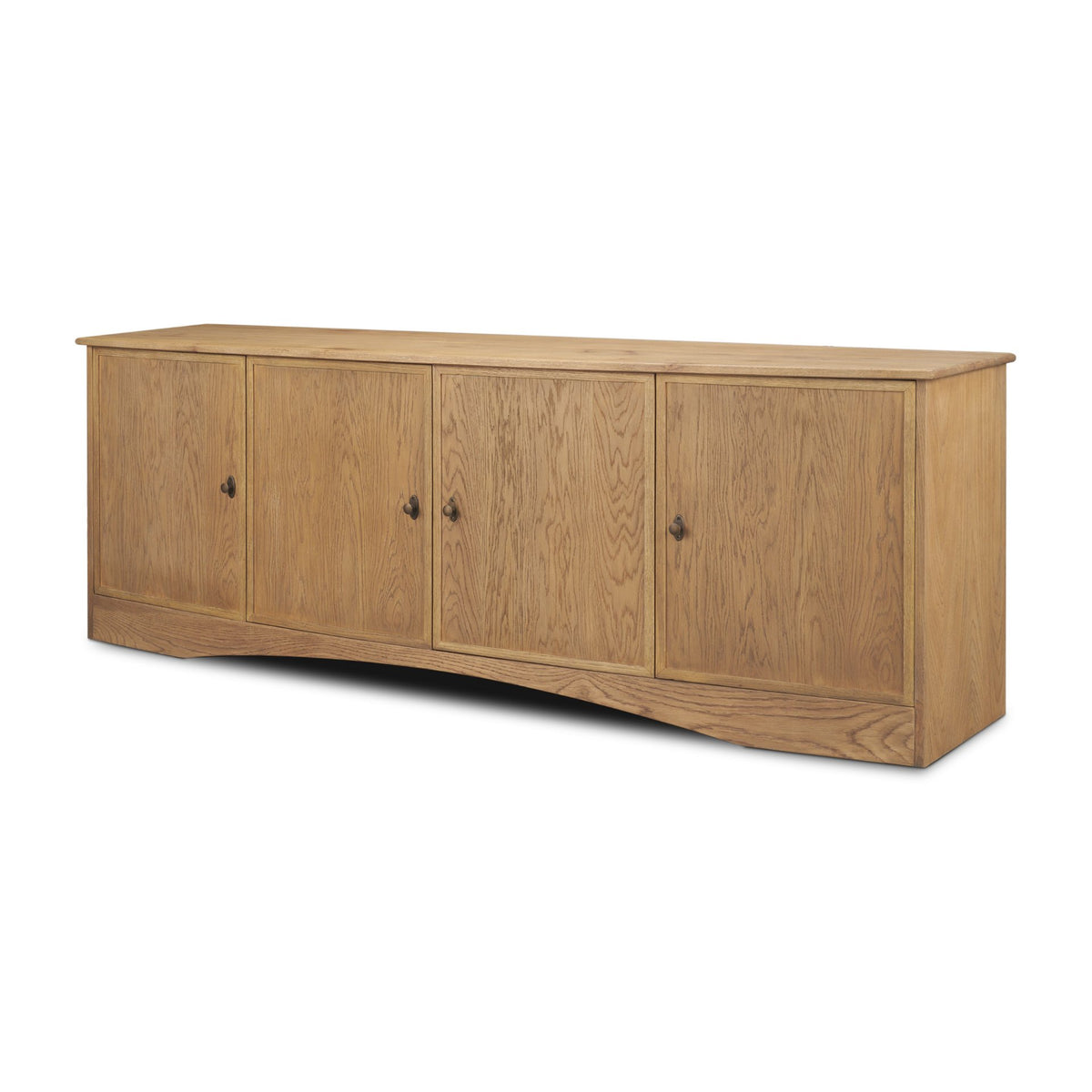Carrington 82" 4 Door Closed Sideboard | Brown Oak Wood w/ Brass Hardware-Sideboards & Buffets-DECOROLALA