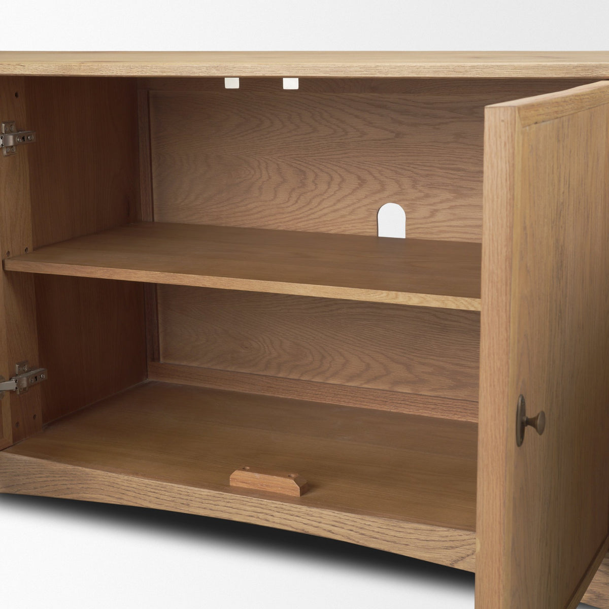 Carrington 82" 4 Door Closed Sideboard | Brown Oak Wood w/ Brass Hardware-Sideboards & Buffets-DECOROLALA