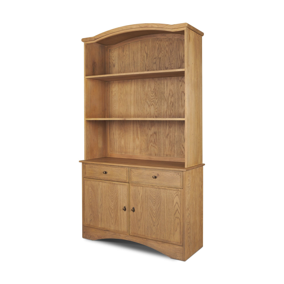 Carrington 85" Sideboard & Hutch | Brown Oak Wood w/ Brass Hardware-Cabinets-DECOROLALA