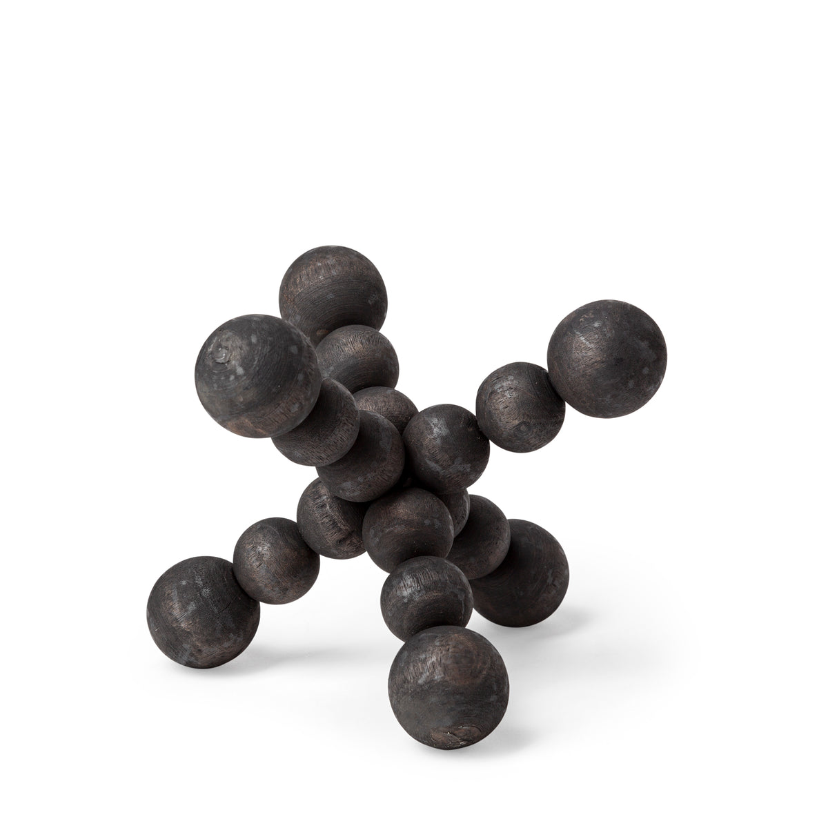 Carrollan I Small Geometric Wood Ball Jack - Black 7" x 7"-Decorative Objects-DECOROLALA