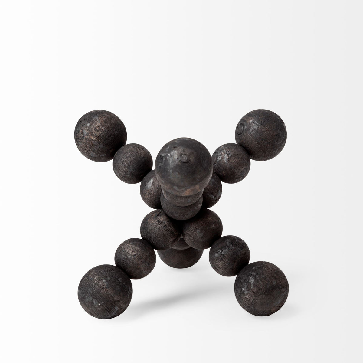 Carollan I (Small) 7L x 7W Black Geometric Wood Ball Jack-Objects-DECOROLALA