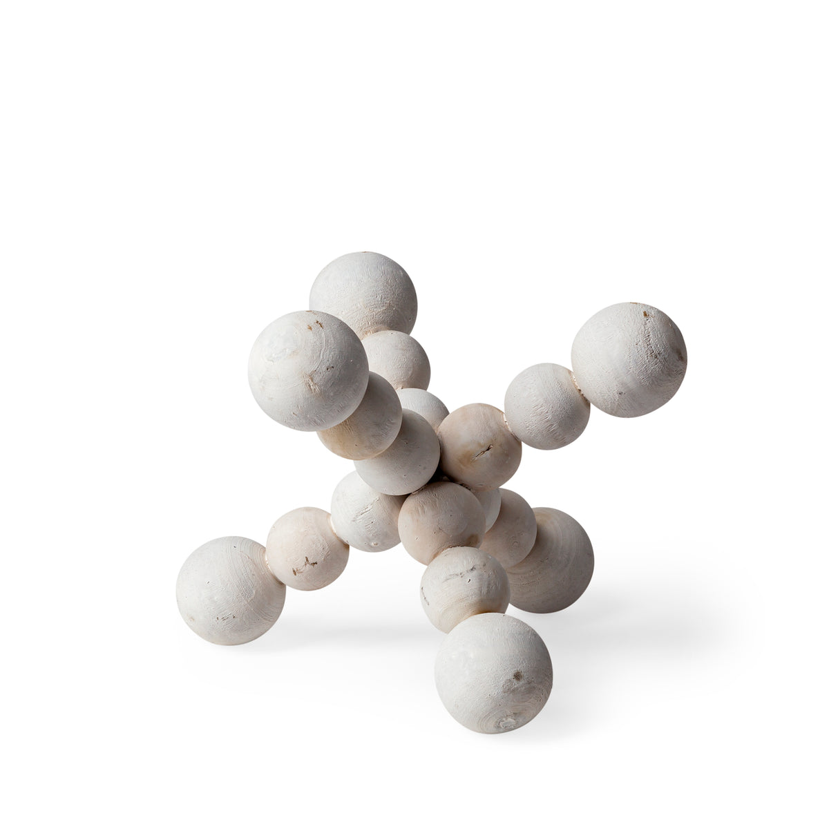 Carrollton I Small 7" Geometric Whitewashed Wood Ball Jack-Decorative Objects-DECOROLALA