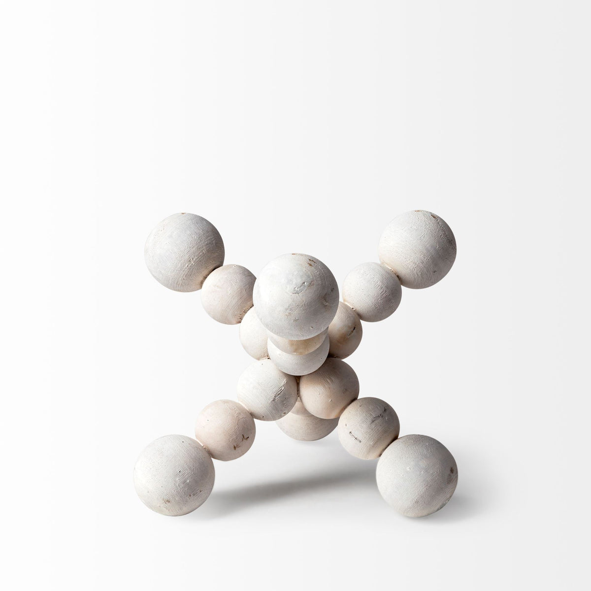 Carrollton I (Small) 7L x 7W Off-White Geometric Wood Ball Jack-Objects-DECOROLALA
