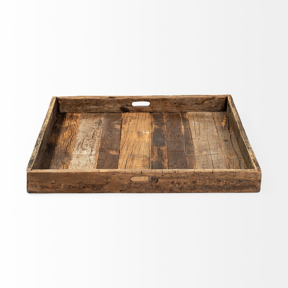 Carson (Large) 30L x 30W Brown Reclaimed Wood Tray-Trays-DECOROLALA