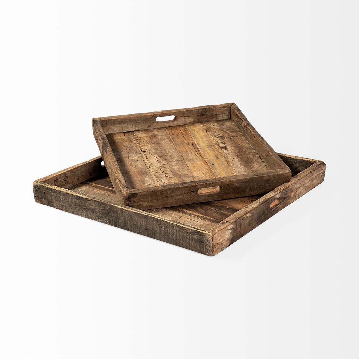Carson (Large) 30L x 30W Brown Reclaimed Wood Tray-Trays-DECOROLALA