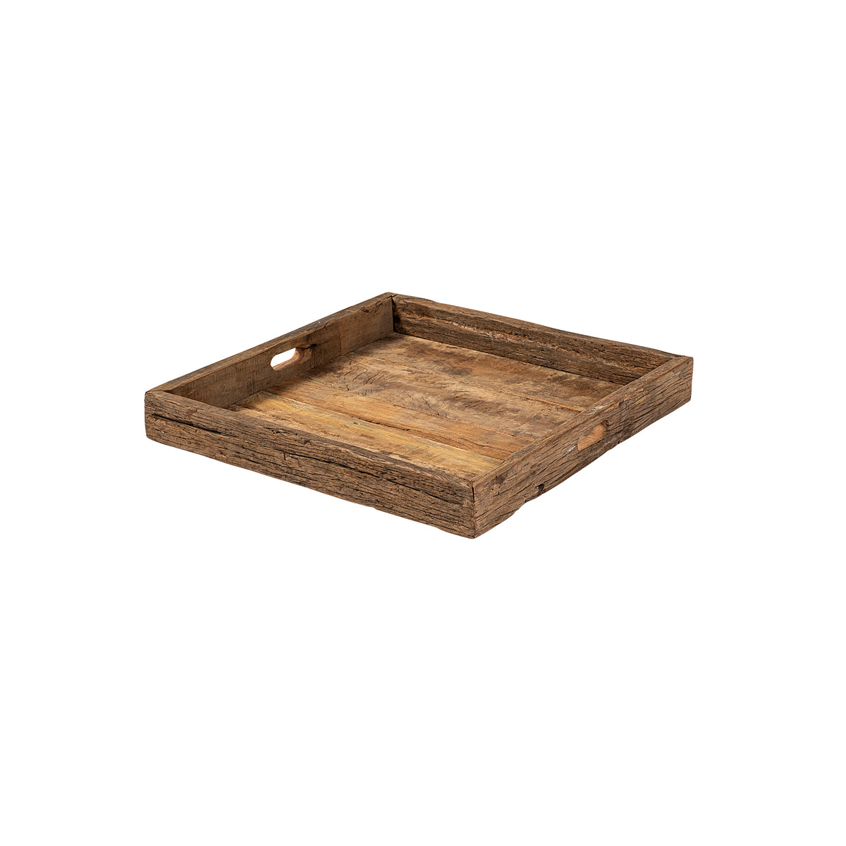 Carson (Small) 24L x 24W Brown Reclaimed Wood Tray-Trays-DECOROLALA
