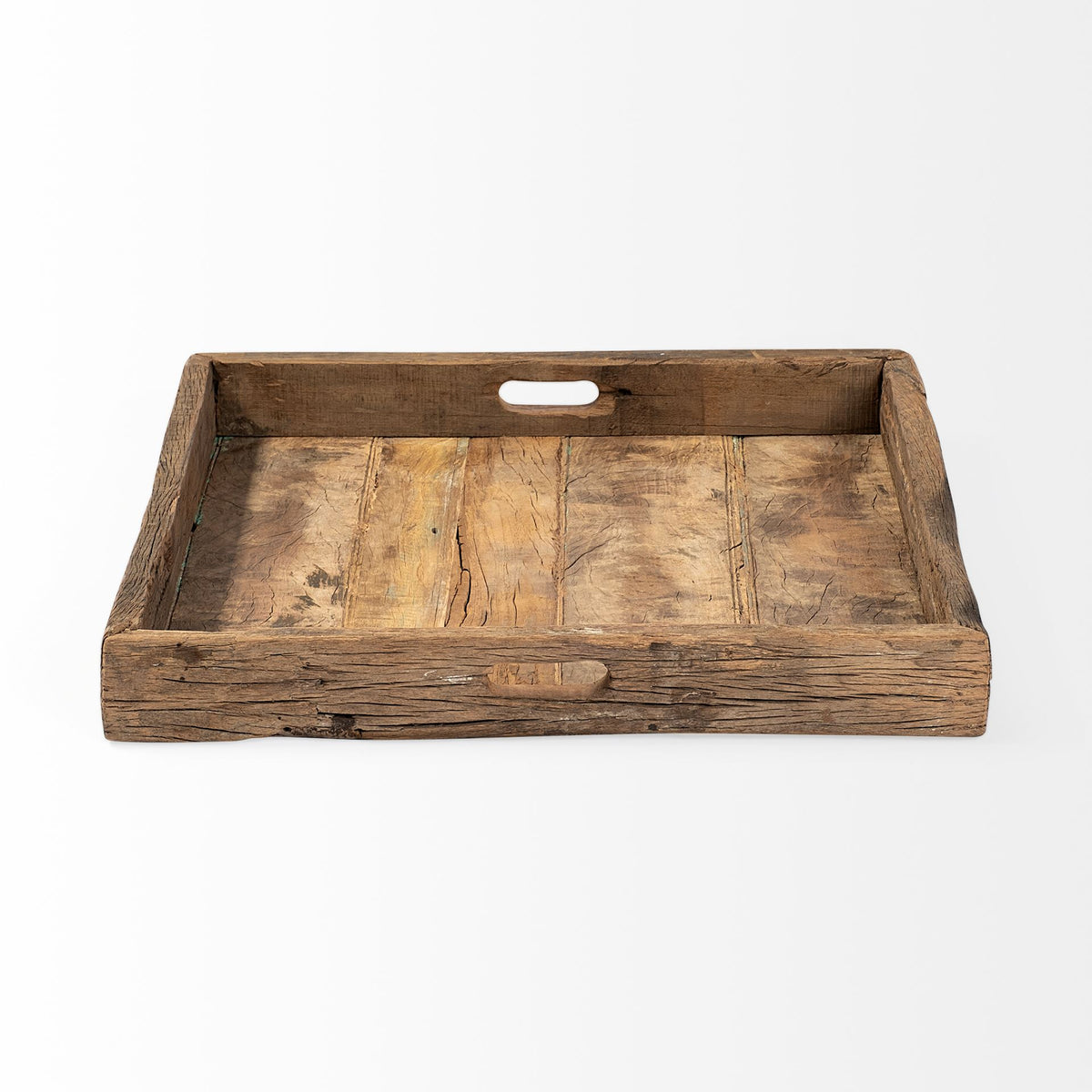 Carson (Small) 24L x 24W Brown Reclaimed Wood Tray-Trays-DECOROLALA