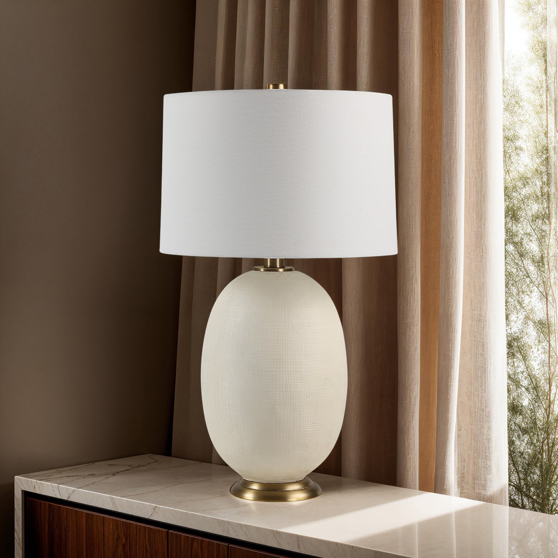Cartagena 28.5" Table Lamp with 3-Way Switch, White-Table Lamp-DECOROLALA