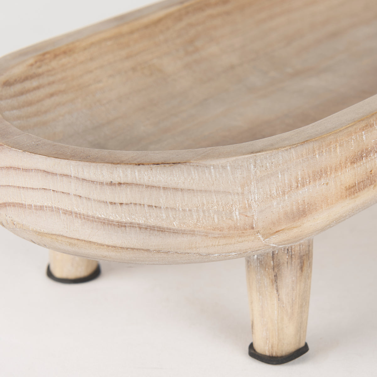 Carver Set of 2 Oblong White Washed Wood Footed Trays-Trays-DECOROLALA