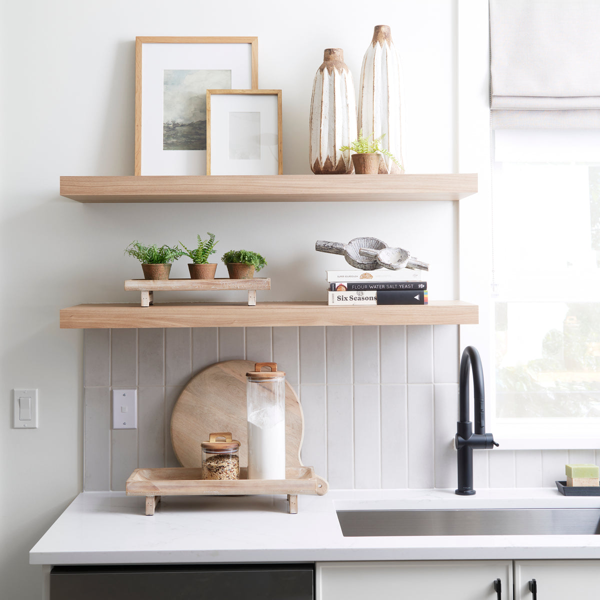 Carver Set of 2 Rectangular White Washed Wood Trays-Trays-DECOROLALA