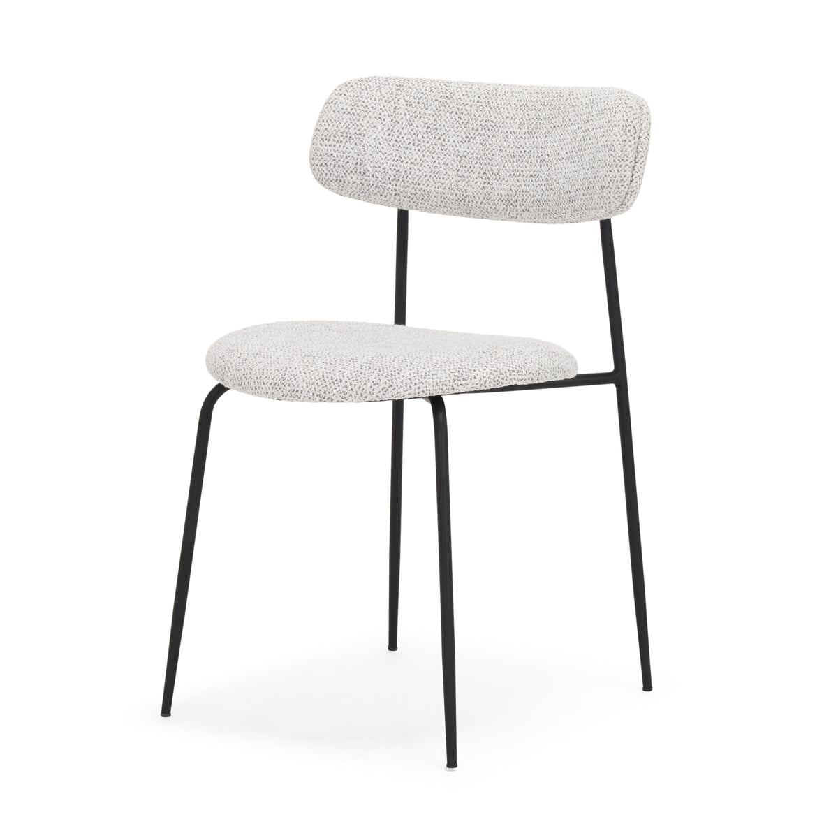 Casey Curved Back Dining Side Chair | Gray Fabric w/ Black Metal-Dining Chairs-DECOROLALA