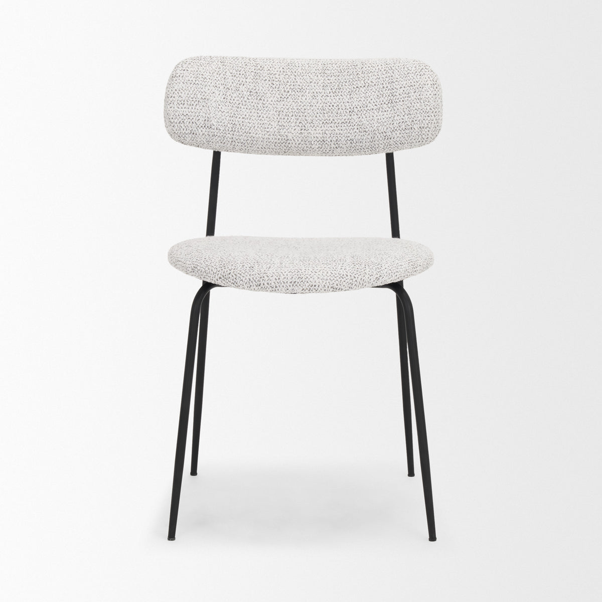 Casey Curved Back Dining Side Chair | Gray Fabric w/ Black Metal-Dining Chairs-DECOROLALA
