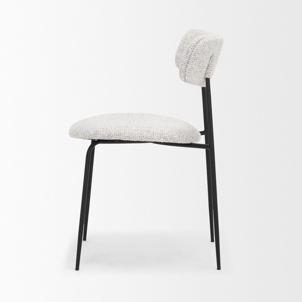 Casey Curved Back Dining Side Chair | Gray Fabric w/ Black Metal-Dining Chairs-DECOROLALA