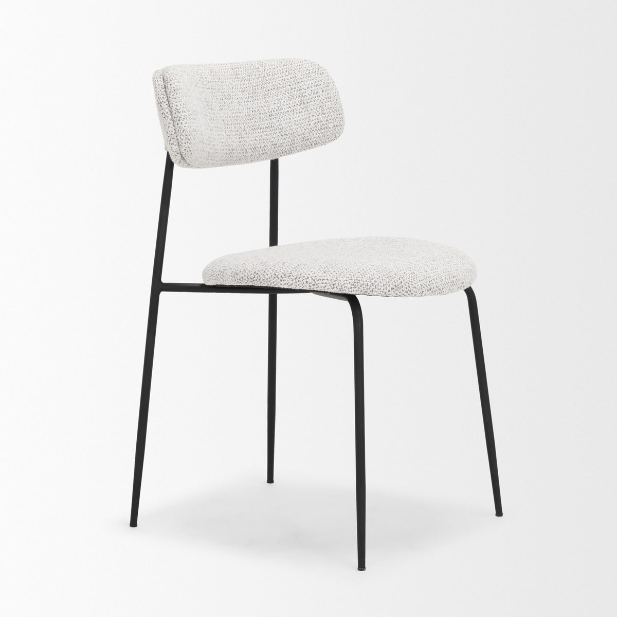Casey Curved Back Dining Side Chair | Gray Fabric w/ Black Metal-Dining Chairs-DECOROLALA