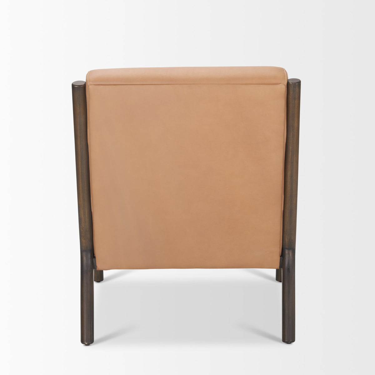 Cashel Accent Chair - Tan Genuine Leather Dark Brown Wood-Accent Chairs-DECOROLALA