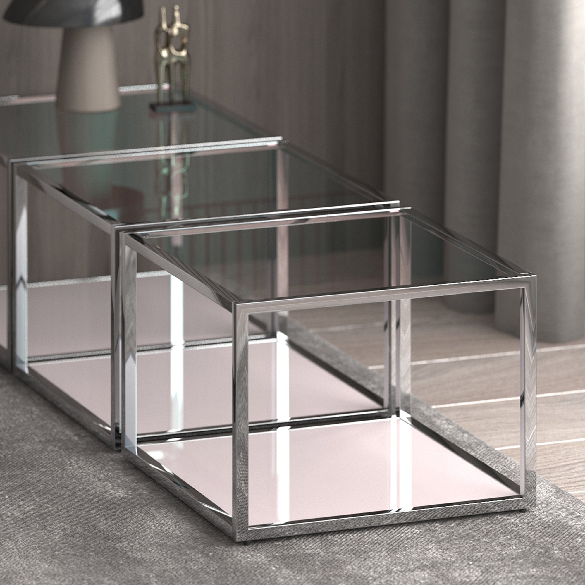 Casini Coffee Table - Small Silver Contemporary Modular-DECOROLALA