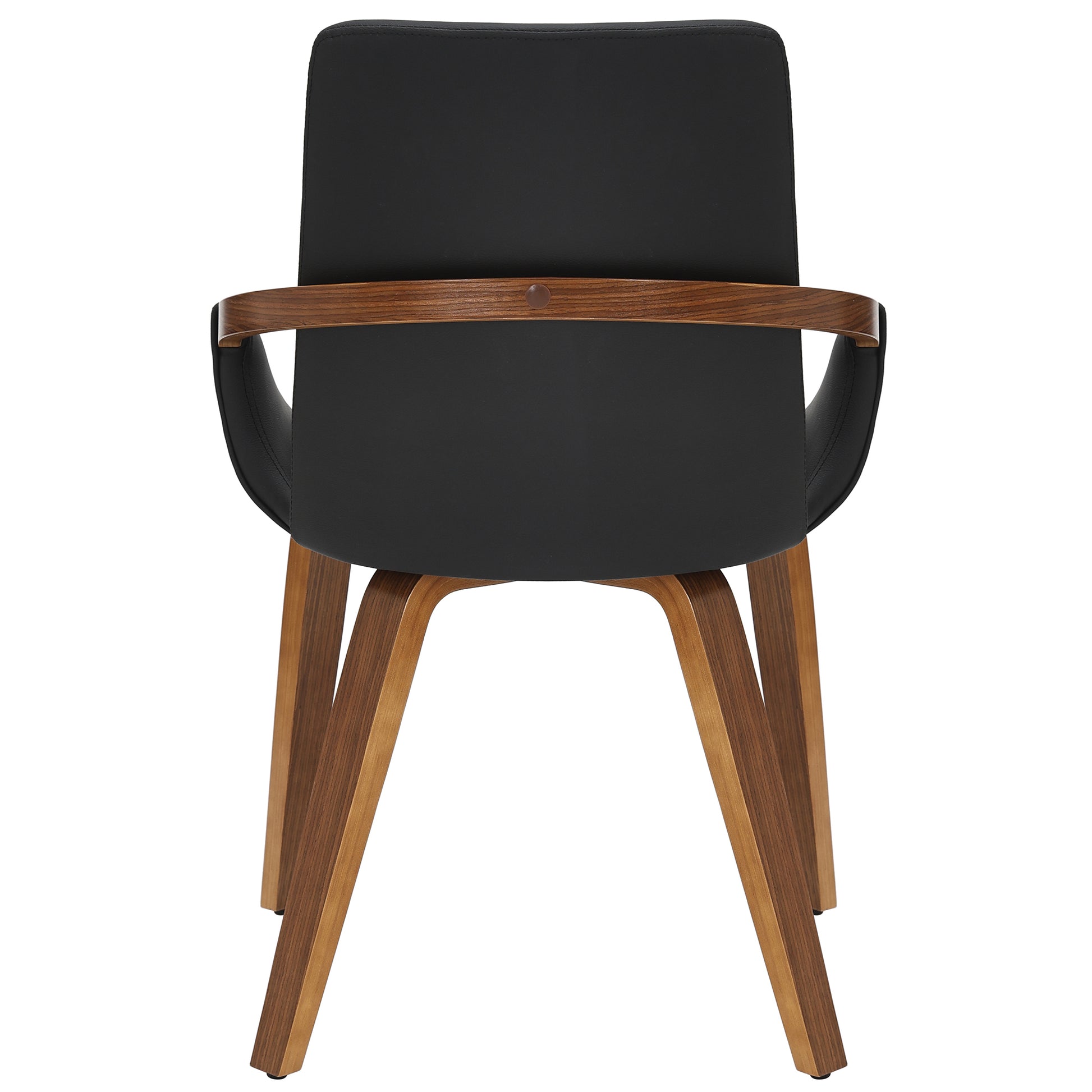 Caspian Dining Chair - Black Faux Leather & Walnut Mid-Century-DECOROLALA