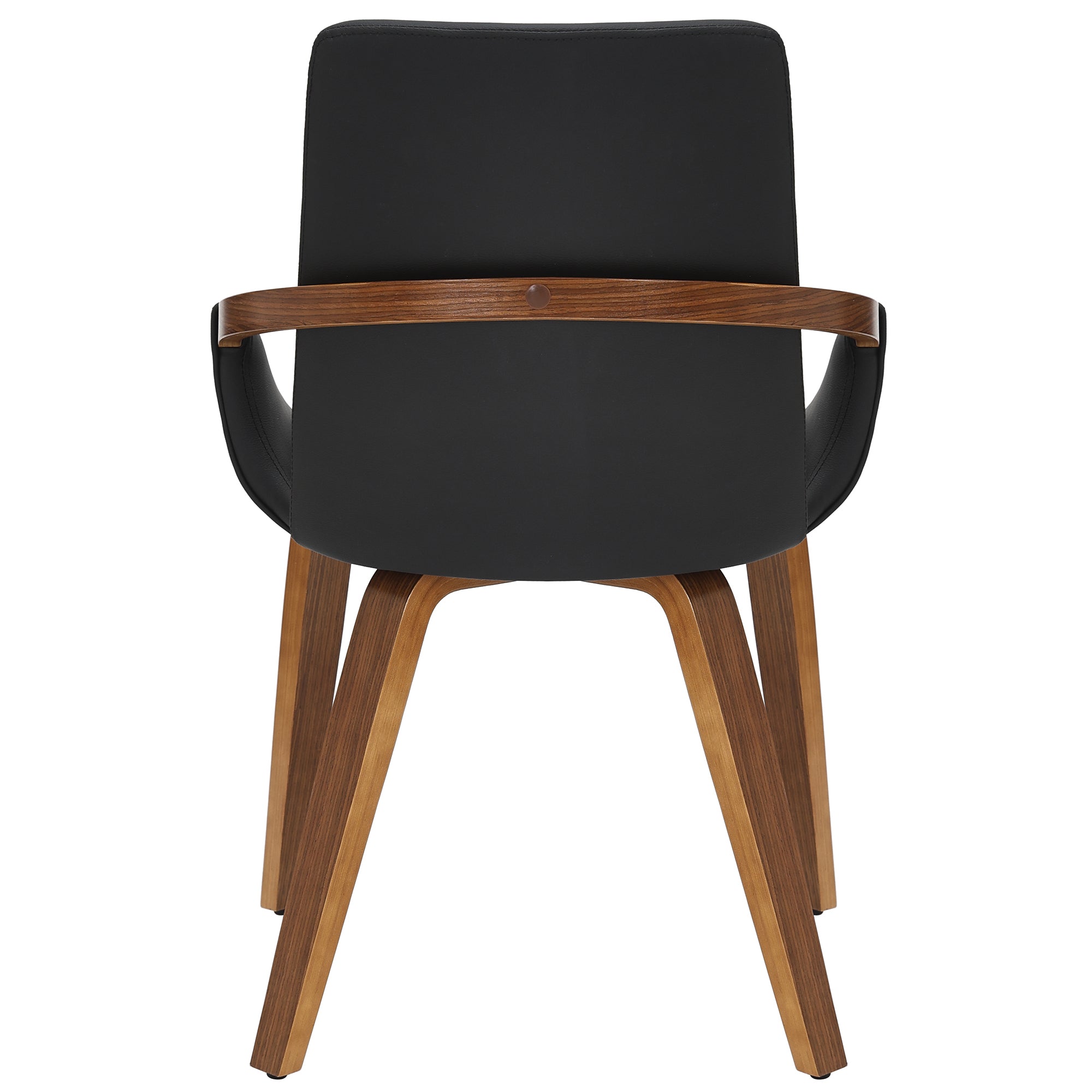 Caspian Dining Chair - Black Faux Leather & Walnut Mid-Century-DECOROLALA