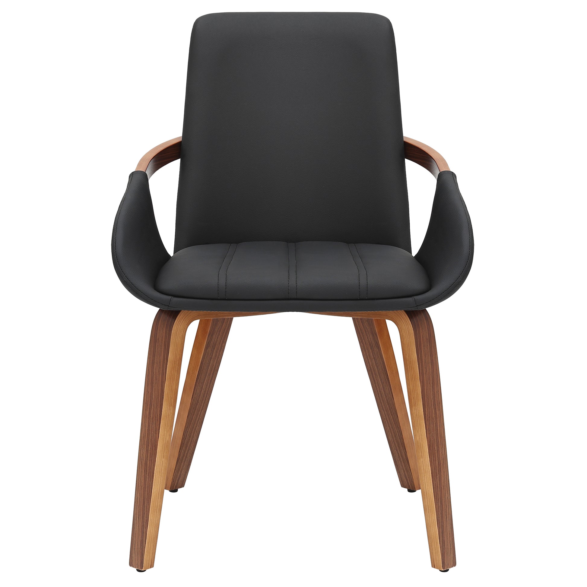 Caspian Dining Chair - Black Faux Leather & Walnut Mid-Century-DECOROLALA