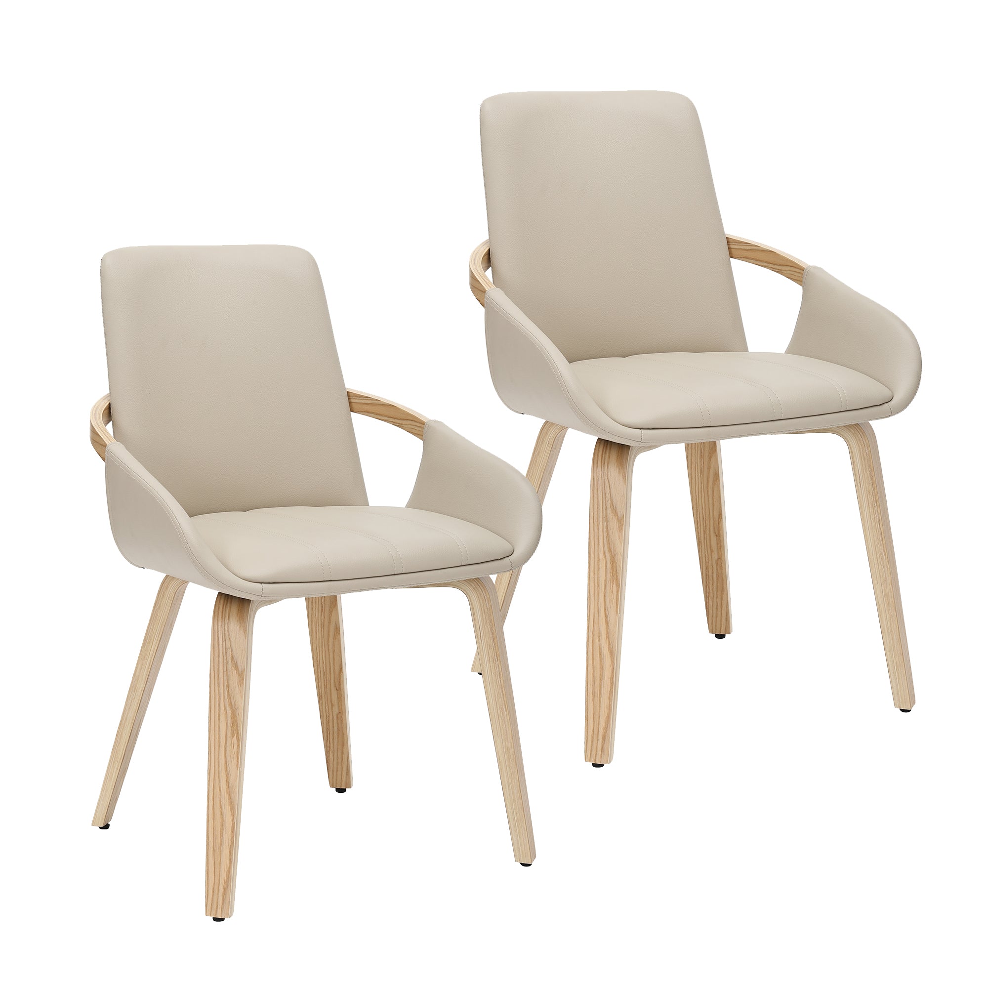 Caspian Dining Chair - Sand Faux Leather Bentwood Legs-DECOROLALA