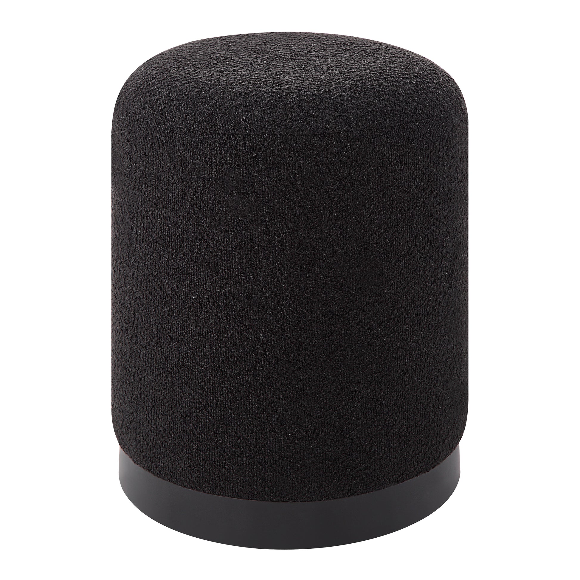 Castillo Indoor Boucle Ottoman, Black-Ottoman-DECOROLALA