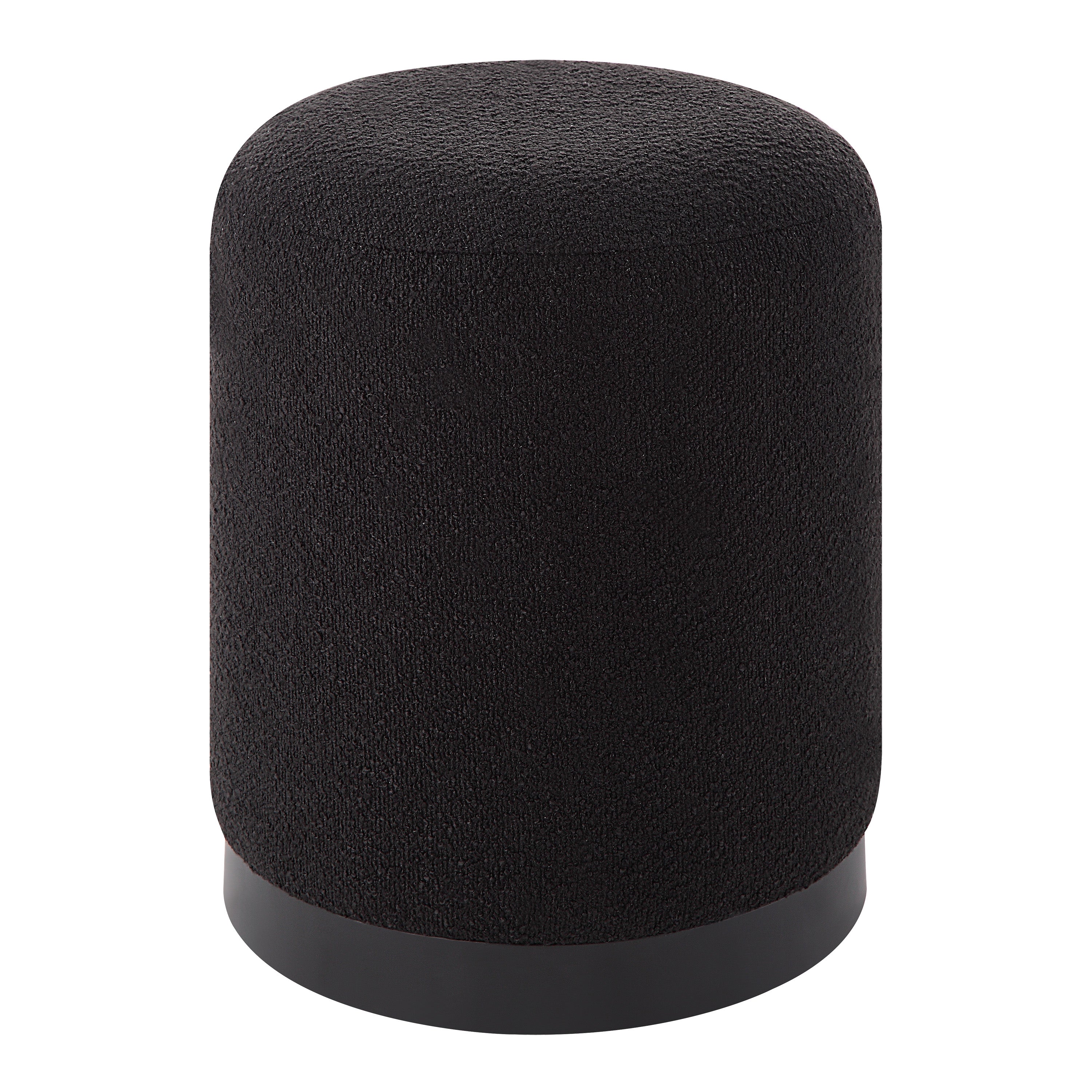 Castillo Indoor Boucle Ottoman, Black-Ottoman-DECOROLALA
