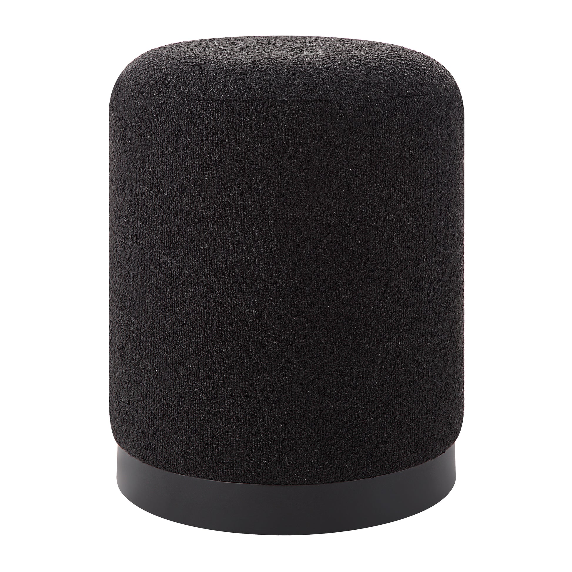 Castillo Indoor Boucle Ottoman, Black-Ottoman-DECOROLALA
