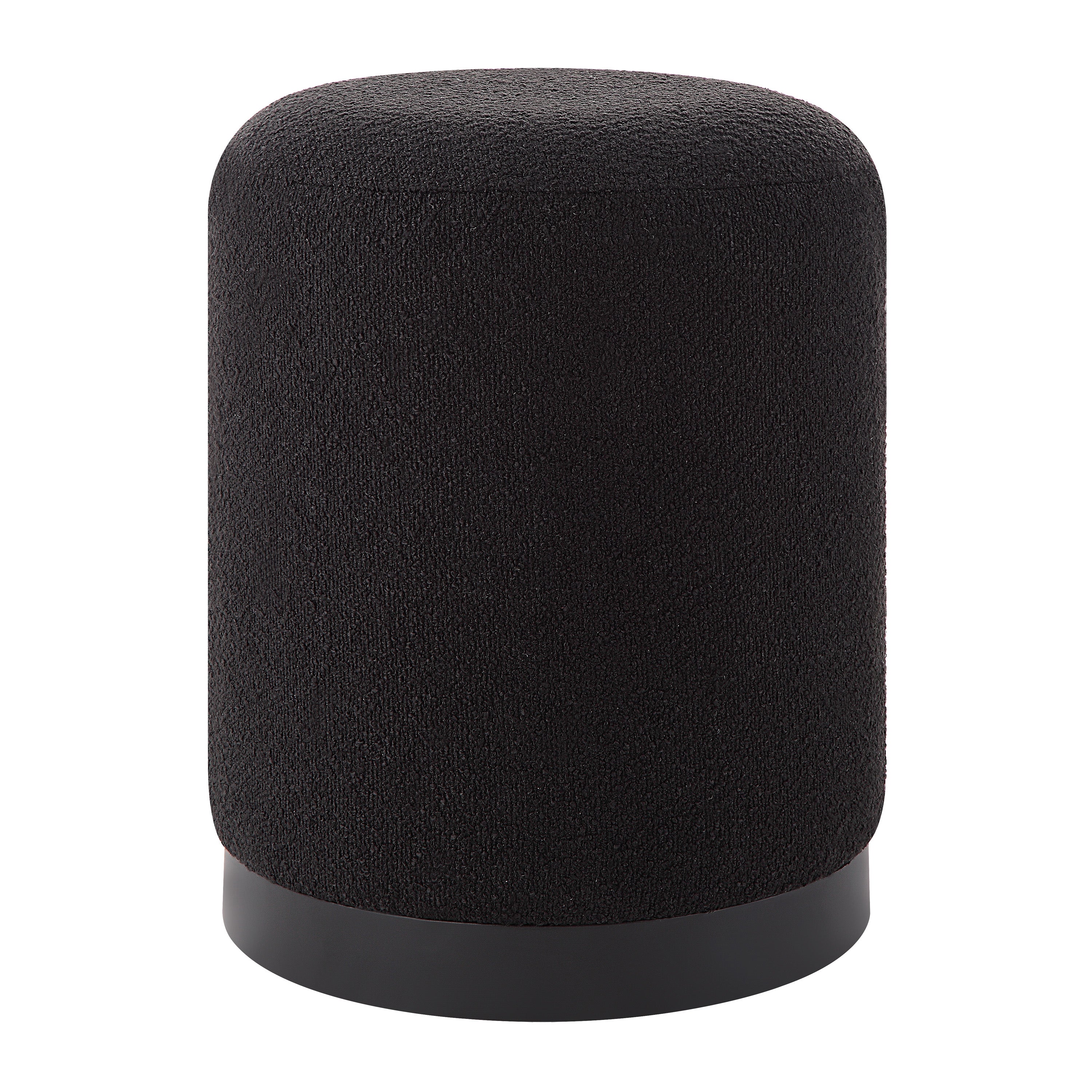 Castillo Indoor Boucle Ottoman, Black-Ottoman-DECOROLALA