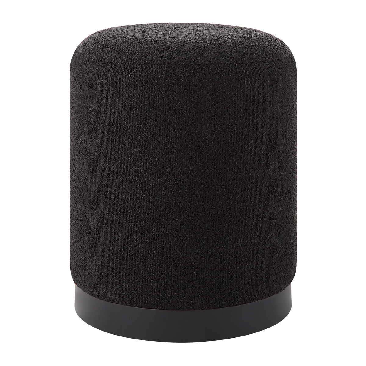Castillo Indoor Boucle Ottoman, Black-Ottomans-DECOROLALA
