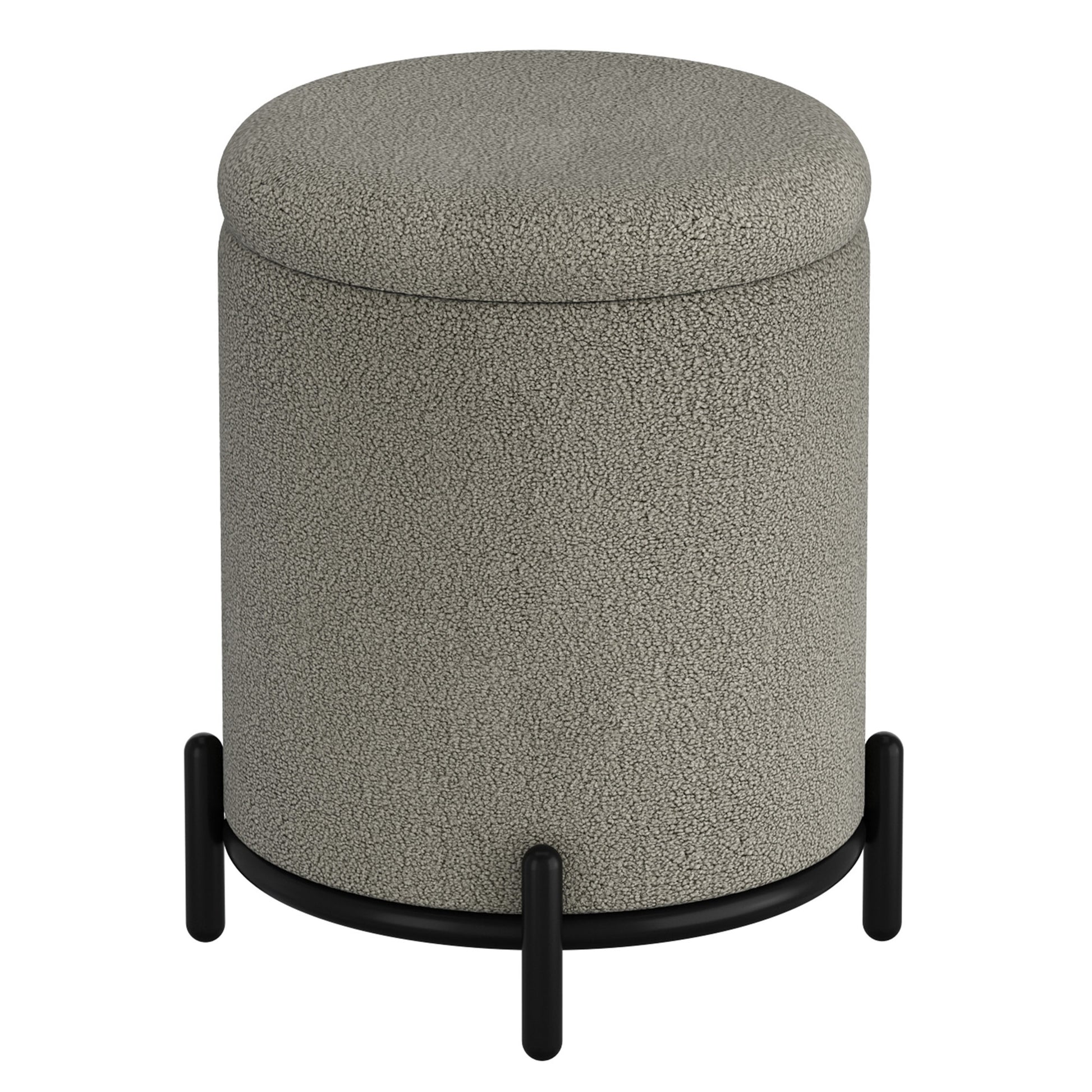Castor Storage Ottoman - Warm Grey with Black Metal Frame-DECOROLALA