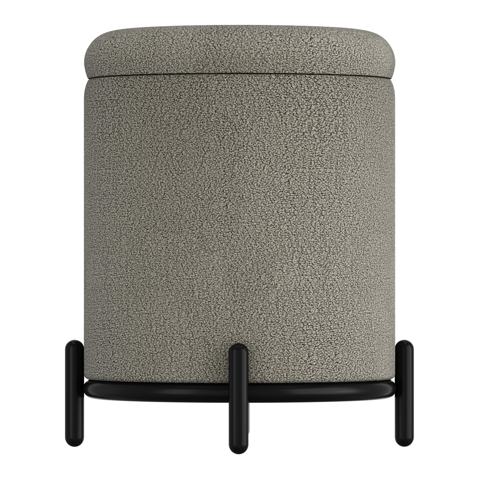 Castor Storage Ottoman - Warm Grey with Black Metal Frame-DECOROLALA