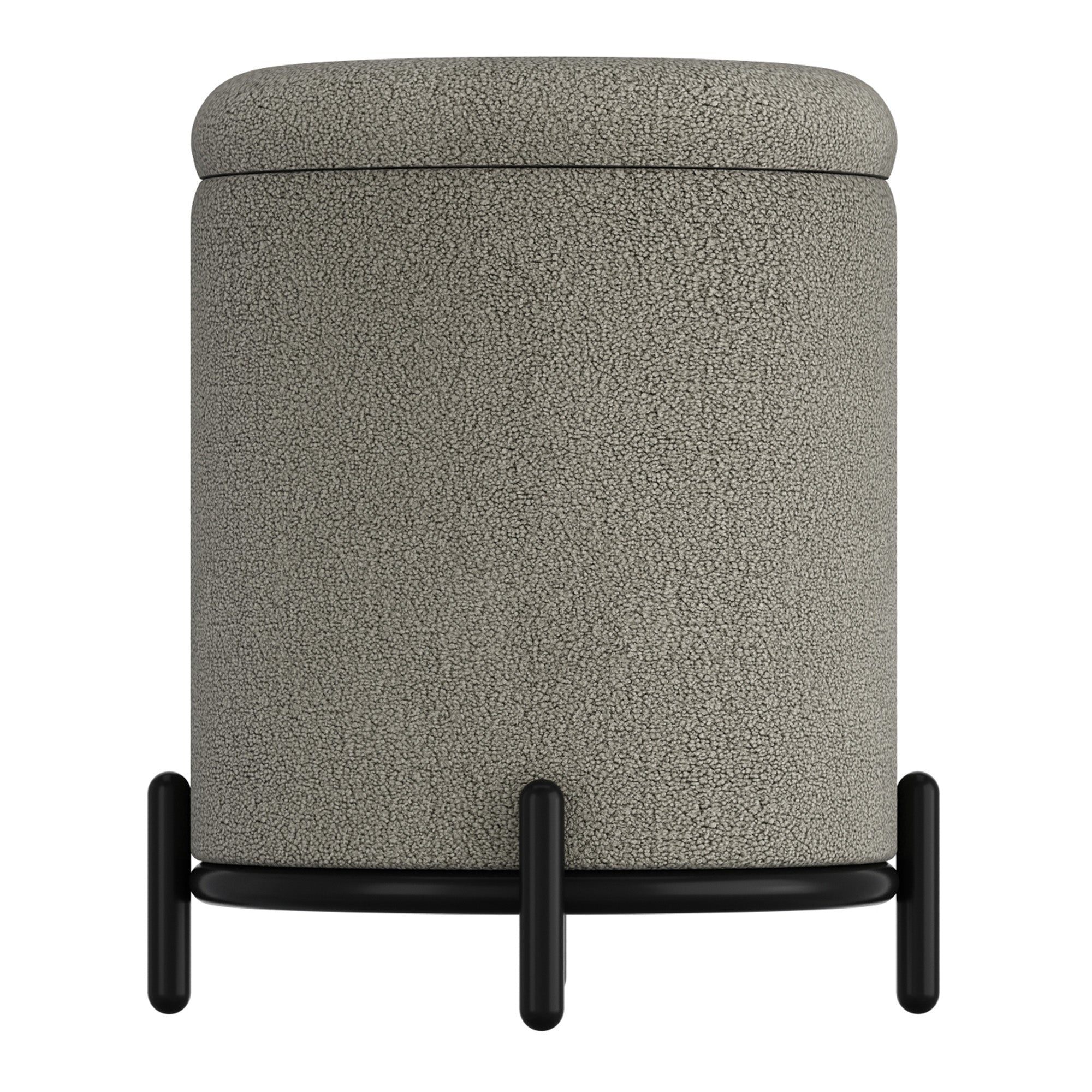 Castor Storage Ottoman - Warm Grey with Black Metal Frame-DECOROLALA