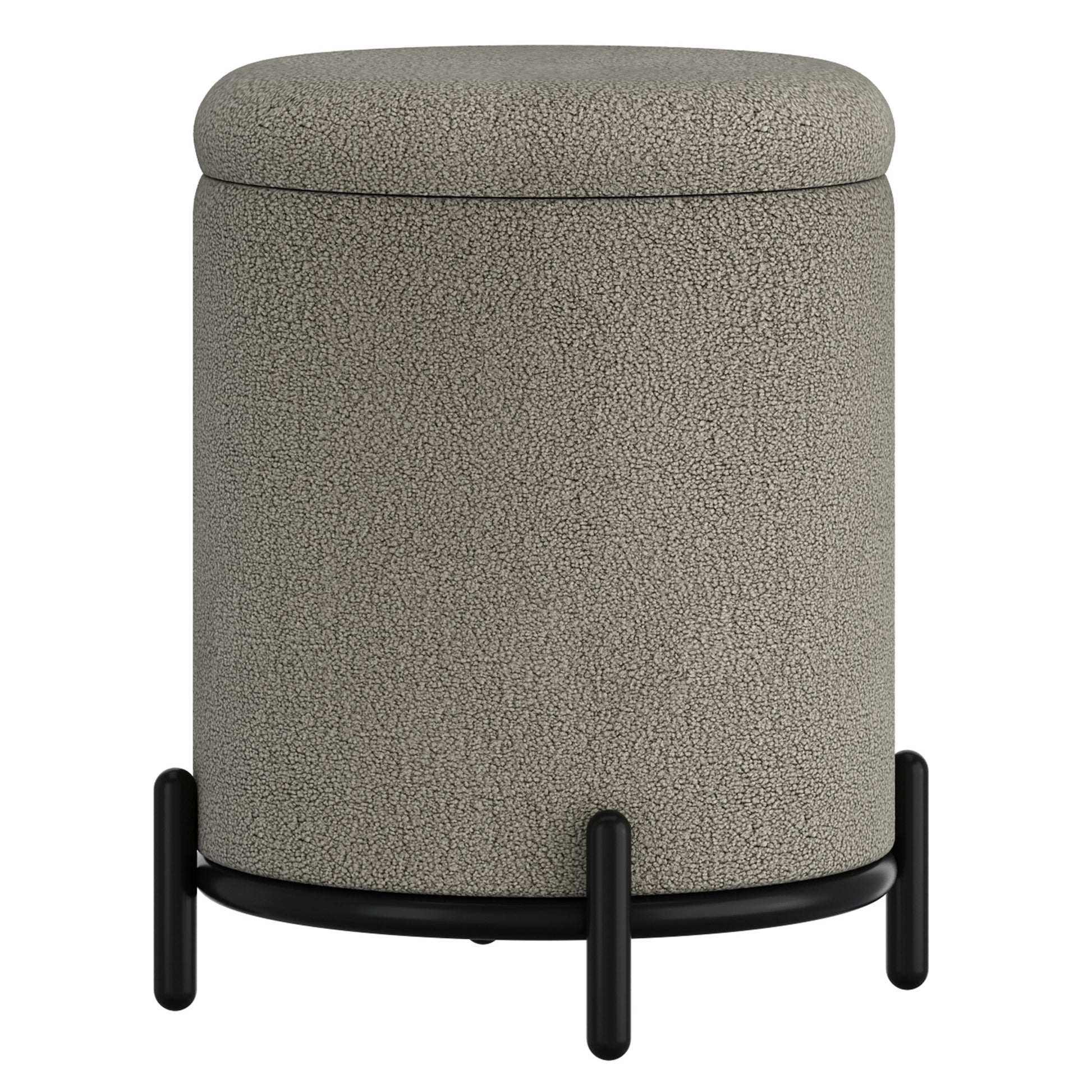 Castor Storage Ottoman - Warm Grey with Black Metal Frame-DECOROLALA