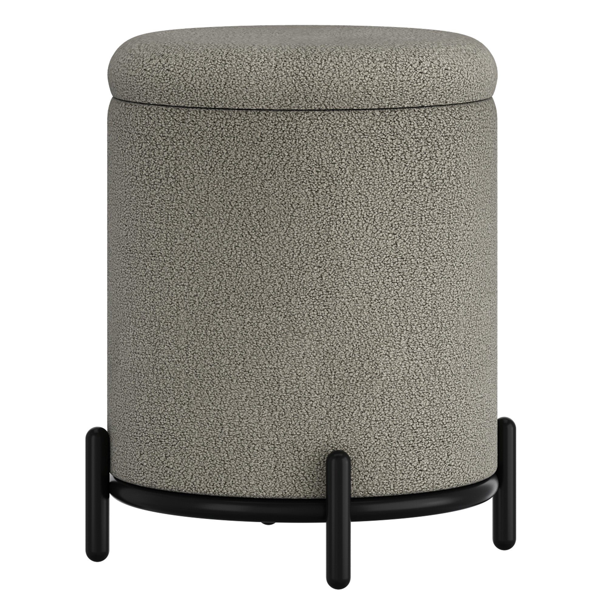 Castor Storage Ottoman - Warm Grey with Black Metal Frame-DECOROLALA
