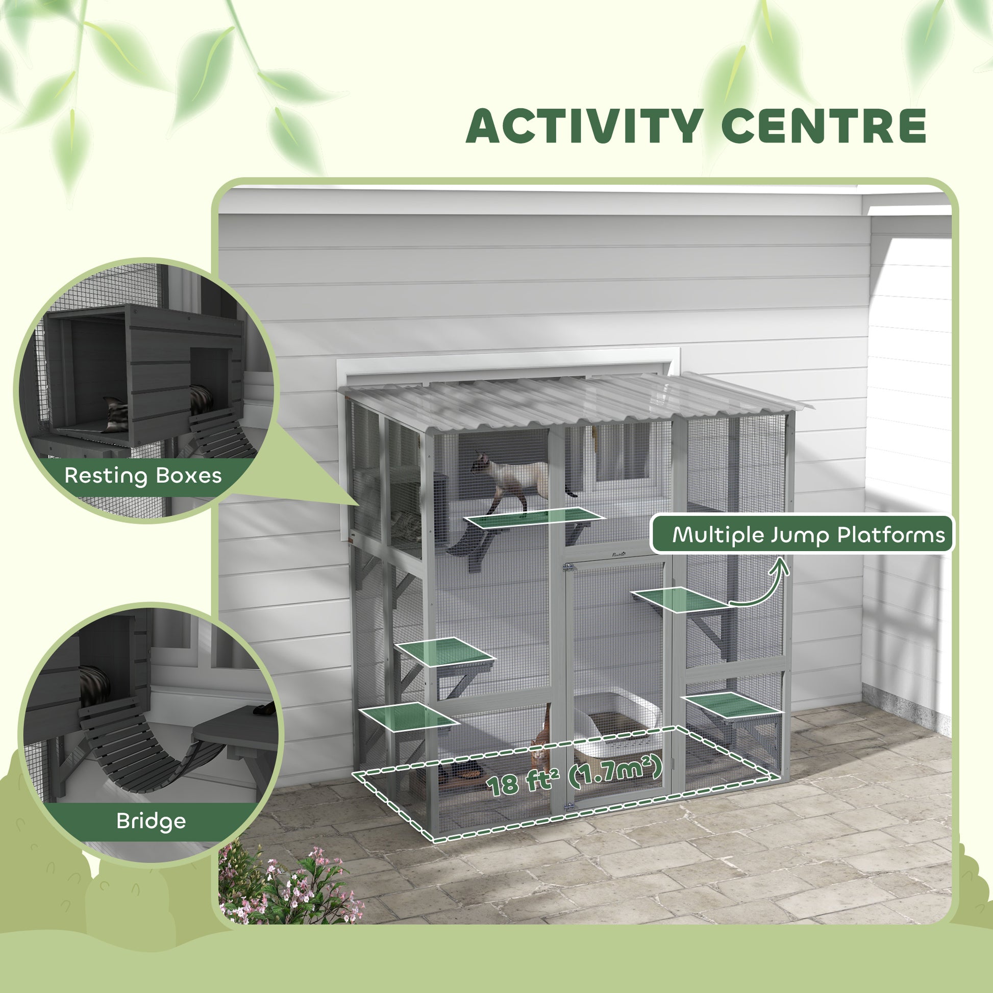 Cat Enclosure Window Box Weatherproof Grey-DECOROLALA