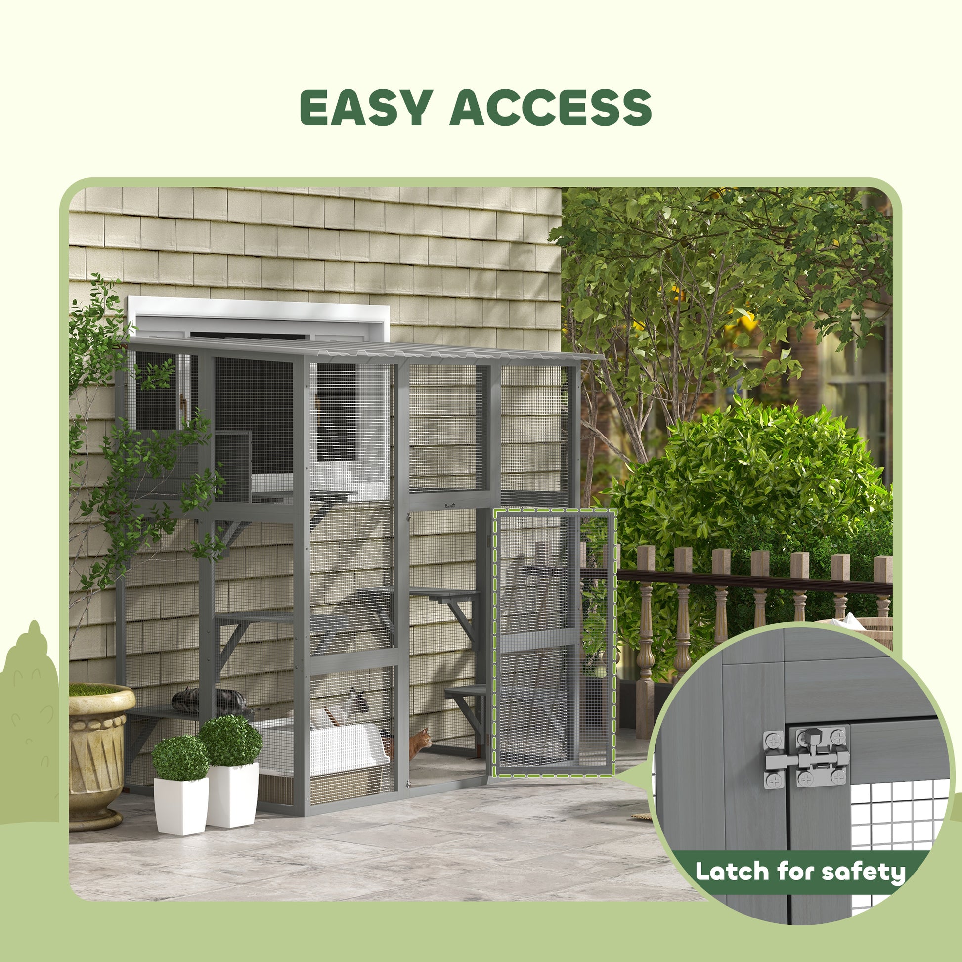 Cat Enclosure Window Box Weatherproof Grey-DECOROLALA
