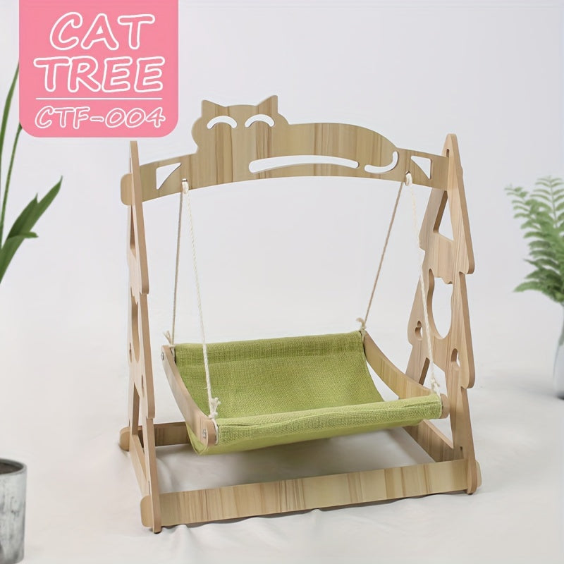Cat Hammock Tree with Scratching Rope Lounger Bed-Cat Furniture-DECOROLALA