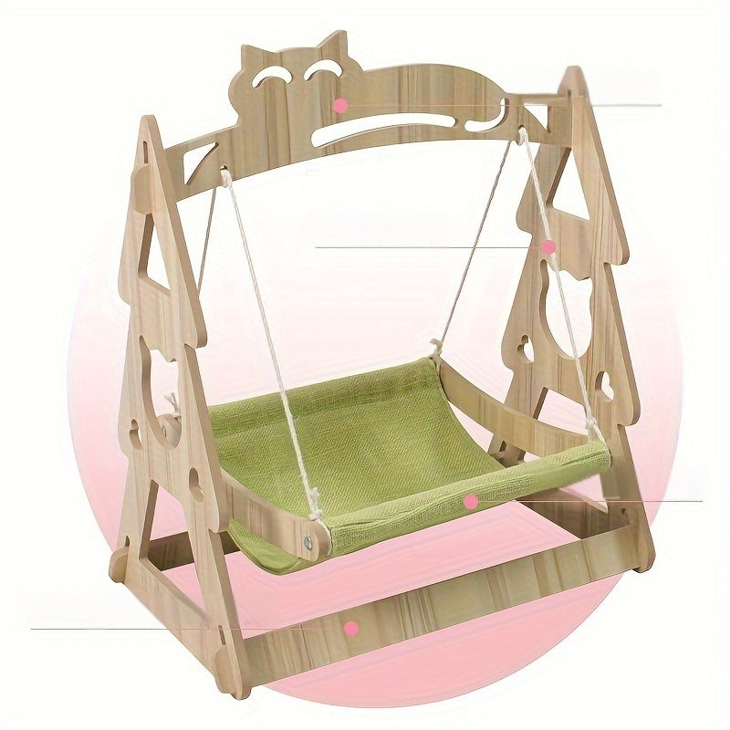 Cat Hammock Tree with Sisal Scratching Rope - 54.5cm Lounger Bed-Cat Furniture-DECOROLALA
