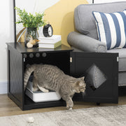 Cat Litter Box Enclosure End Table - Black Nightstand Cabinet-Cats-DECOROLALA