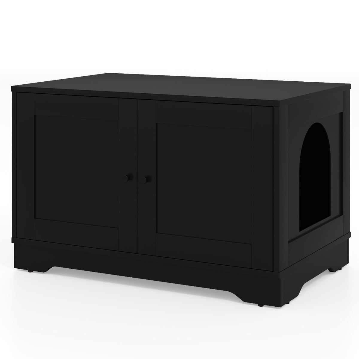 Cat Litter Box Enclosure Furniture Indoor Wooden Cat House End Side Table Nightstand-Black-Cat Supplies-DECOROLALA