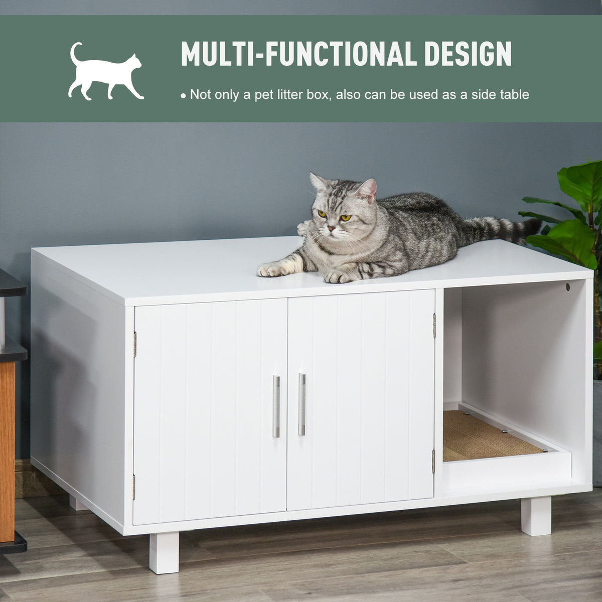 Cat Litter Box Enclosure - White Hidden Furniture End Table-Cats-DECOROLALA