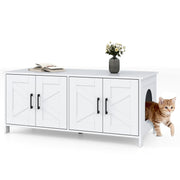 Cat Litter Box Enclosure for 2 Cats Modern Kitty Litter Box Furniture Hidden-White-Cat Houses-DECOROLALA
