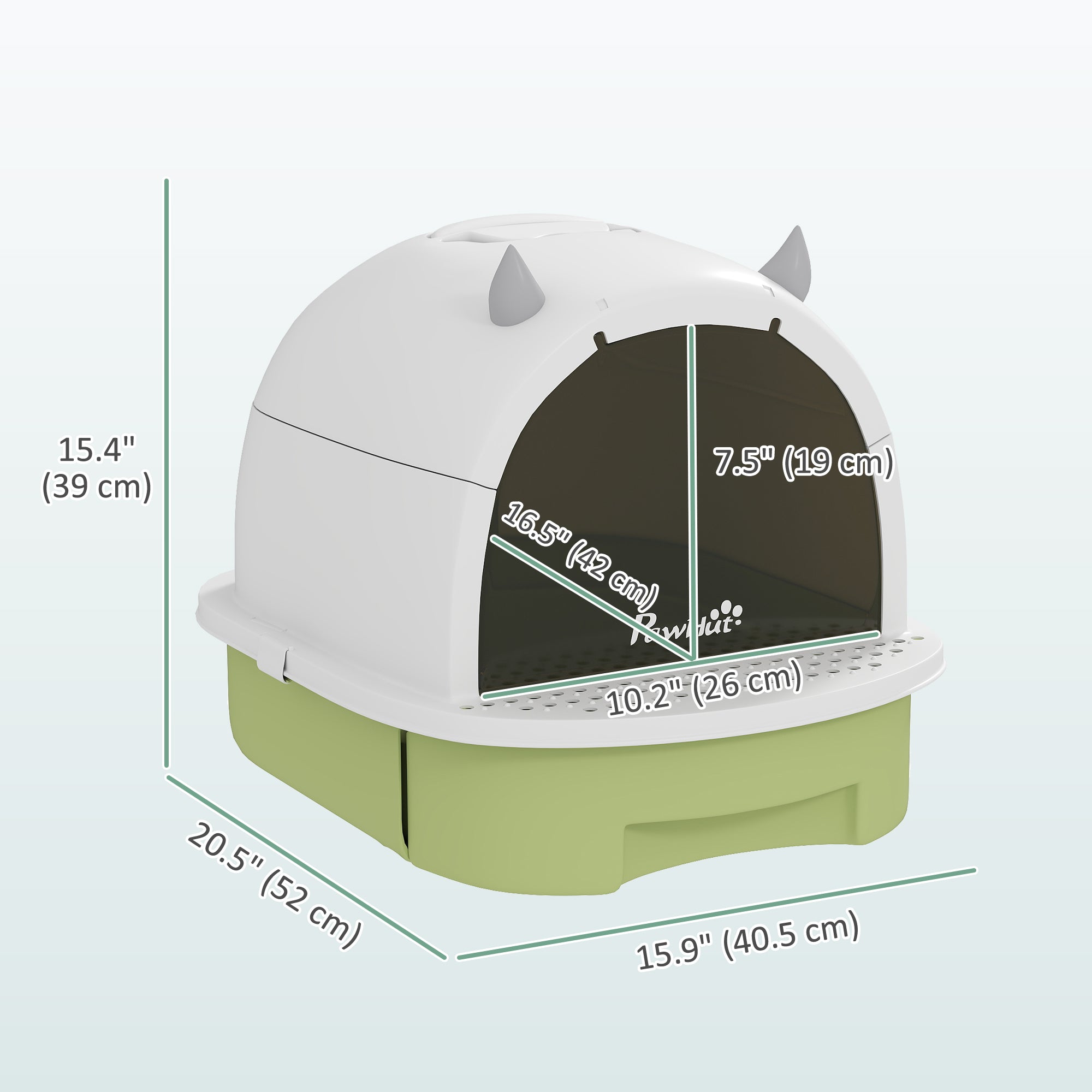 Cat Litter Box with Lid, Front Door Flap, Scoop, Handle, Easy Clean, for Small and Medium Cats, Green-Cats-DECOROLALA