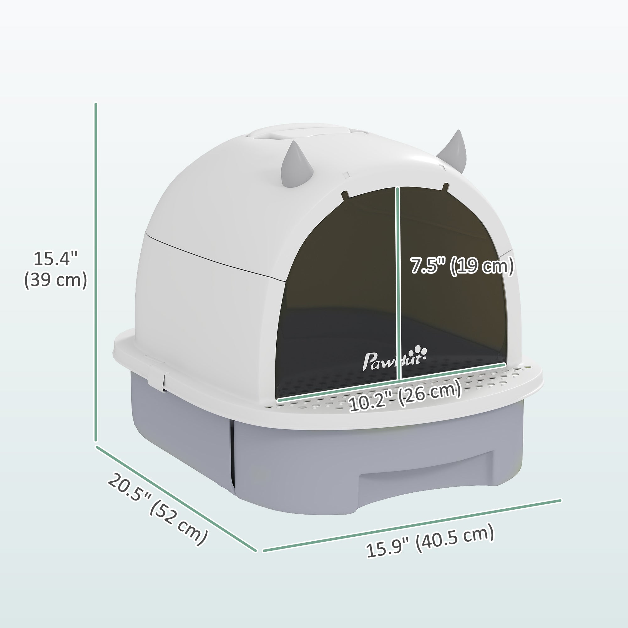 Cat Litter Box with Lid, Front Door Flap, Scoop, Handle, Easy Clean, for Small and Medium Cats, Grey-Cats-DECOROLALA