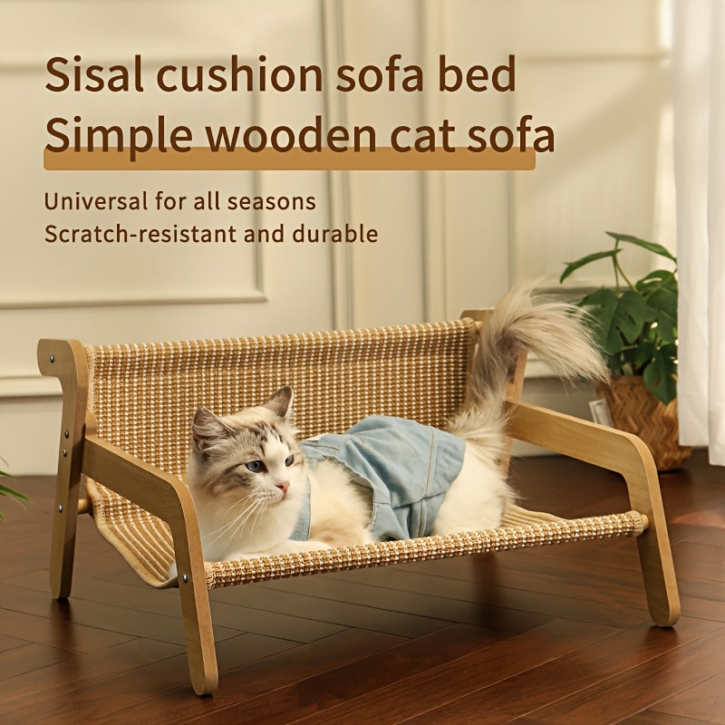 Cat Scratcher Hammock Linen Lounge Chair - Large 53.5cm-Cat Furniture-DECOROLALA