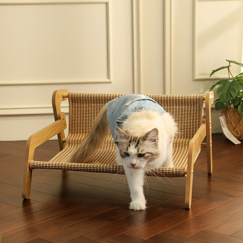 Cat Scratcher Hammock Linen Lounge Chair - Large 53.5cm-Cat Furniture-DECOROLALA