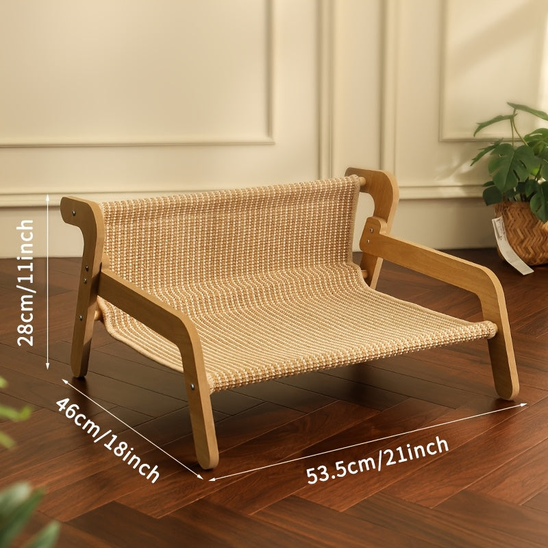 Cat Scratcher Hammock Linen Lounge Chair - Large 53.5cm-Cat Furniture-DECOROLALA