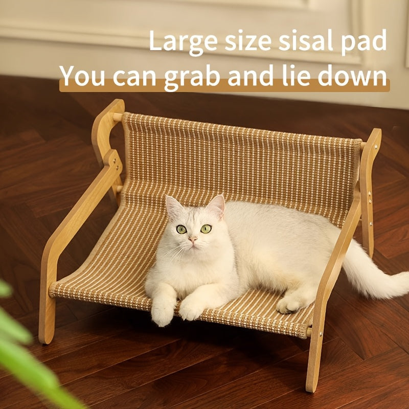 Cat Scratcher Hammock Linen Lounge Chair - Large 53.5cm-Cat Furniture-DECOROLALA