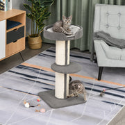 Cat Tree Tower with Sisal Scratching Post and Bed - 36" Grey-Cats-DECOROLALA